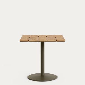 Уличный стол Esilda из акации и зелёной стали 80х80 см