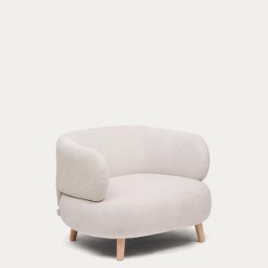 Кресло Luisa из шенилла перламутрового цвета с ножками из массива бука,