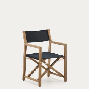 Складное уличное кресло Vilara из акации и текстиля черного цвета