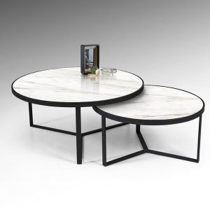 Набор столиков Naira из меламина с отделкой белый мрамор