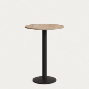 Esilda Круглый стол из меламина с натуральной отделкой и черной металлической ножкой  Ø60x96