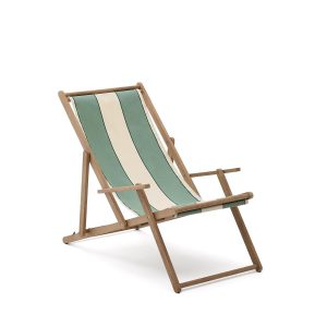 Vilara Складной шезлонг для улицы в полоску зеленого и бежевого цвета