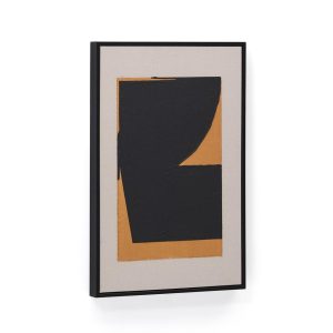 Zernu Абстрактная картина на оранжево-чёрном льняном холсте, 42 x 65 см