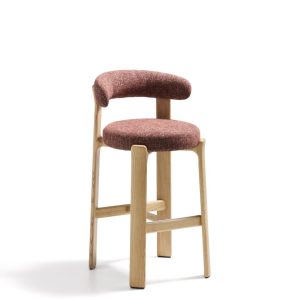 Барный стул Granite из терракотовой синели и ясеня с натуральной отделкой 75 см