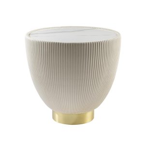 Круглый приставной столик Candy белый-латунь