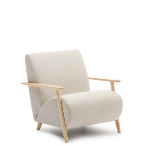 Кресло Meghan из жемчужного шенилла и массива бука в натуральной отделке