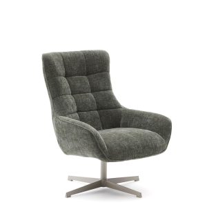 Teryl Кресло из шенилла зеленого цвета с серым металлом