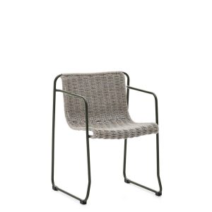 Стул Maurina из оцинкованной стали зеленого цвета и экрю и серым шнуром