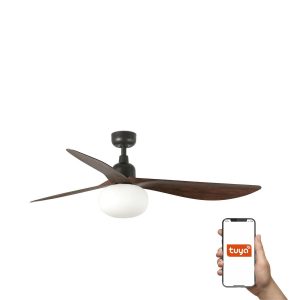 Потолочный вентилятор с освещением OUTWOOD L Ш1500MM коричневый/темный орех 3P IP44 E27 TUYA