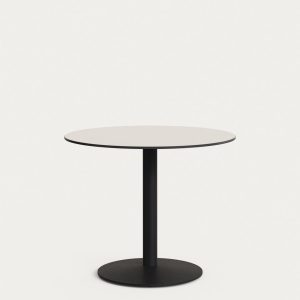 Esilda Садовый круглый стол белого цвета с черной металлической ножкой