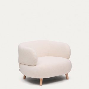 Кресло Luisa из экрю-букле с ножками из массива бука, 90 см