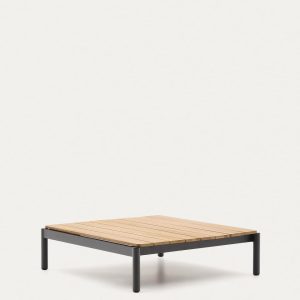 Журнальный столик Sorells из серого алюминия и тикового дерева 89 x 91 см