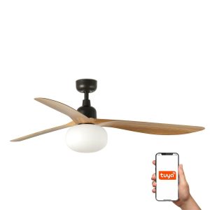 Потолочный вентилятор с освещением OUTWOOD L Ш1500MM коричневый/светлый дуб 3P IP44 1XE27 TUYA