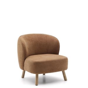 Кресло Ulit из терракотового шенилла с ножками из бука в натуральной отделке