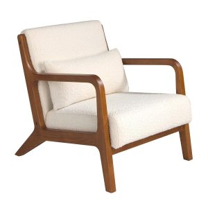 Кресло 5100/DC1580 с тканевой обивкой и деревянной конструкцией цвета ореха