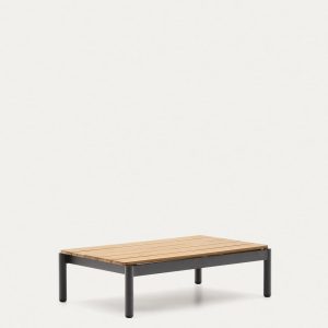 Журнальный столик Sorells из серого алюминия и тикового дерева 52,4 x 91 см