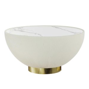 Круглый журнальный столик Candy белый-латунь