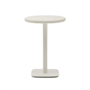 Уличный стол Dina круглый белый из цемента и стали со столешницей Ø70 см