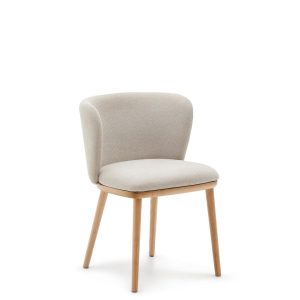 Ciselia Стул из бежевой синели и натурального массива ясеня