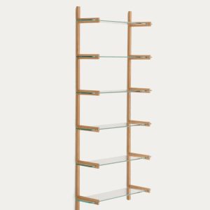 Модульный стеллаж Sitra из массива дуба с 6 стеклянными полками