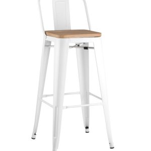 Стул барный TOLIX WOOD со спинкой белый глянцевый