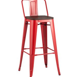 Стул барный TOLIX WOOD со спинкой красный глянцевый