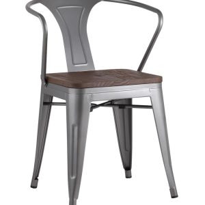 Стул TOLIX ARM WOOD с подлокотниками серебристый