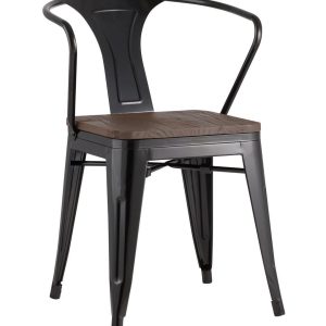 Стул TOLIX ARM WOOD с подлокотниками черный