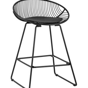 Стул полубарный UFO черный с черной подушкой