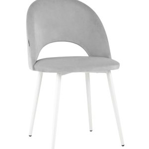 Стул Меган велюр светло-серый белые ножки