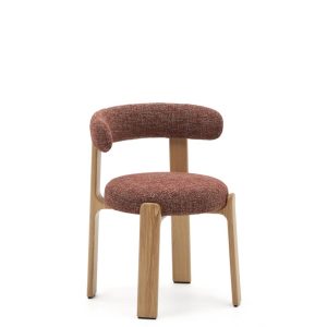 Granite Стул на 4 ножках из терракотового шенилла и массива ясеня в натуральной отделке