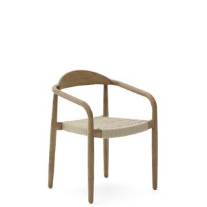 Уличный стул Nina из 100% массива акации и веревки цвета экрю