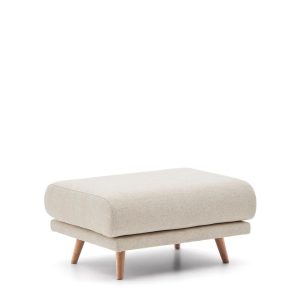 Пуф Karin из бежевого шенилла с ножками из массива бука 90 x 70 см