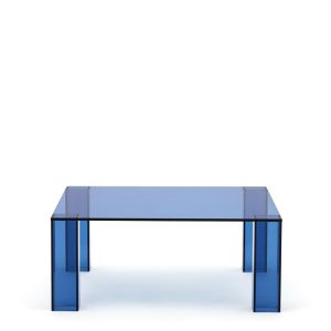 Журнальный столик Adularia из синего стекла 85 x 85