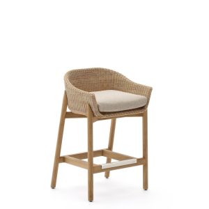 Барный стул Galea из тикового дерева и синтетического ротанга, 75 см