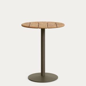 Уличный стол Esilda зеленой стали и акации Ø80 см