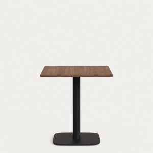 Dina Стол из меламина с натуральной отделкой и черной металлической ножкой 70 x 70 x 70 см