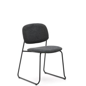 Стул Meli из серого шенилла с серыми металлическими ножками