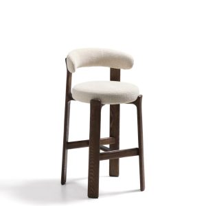 Барный стул Granite из бежевой синели и ясеня с отделкой орех 75 см