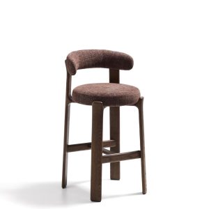 Барный стул Granite из коричневой синели и ясеня с отделкой орех 75 см