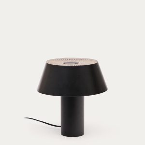 Настольная лампа Ancare из черного металла и бежевого шнура