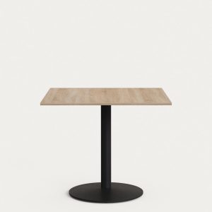 Esilda Стол с меламиновой натуральной отделкой и черной металлической  ножкой