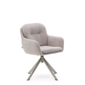 Поворотное кресло Lexa из бежевой синели с бежевыми ножками