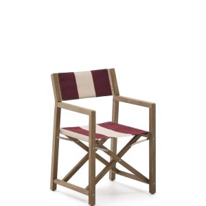 Складной стул для улицы Vilara в бордово-бежевую полоску