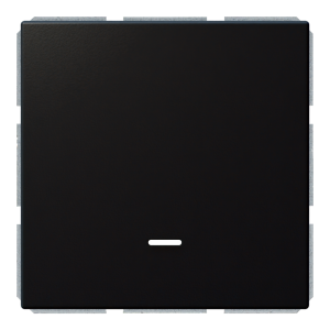 Выключатель 1-клавишный 10A с LED-подсветкой с клавишей - FD (черный матовый - soft touch)