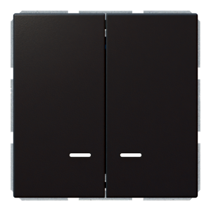 Выключатель 2-клавишный 10A с LED-подсветкой с клавишами - FD (черный матовый - soft touch)