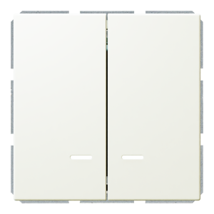 Выключатель 2-клавишный 10A с LED-подсветкой с клавишами - FD (белый матовый - soft touch)