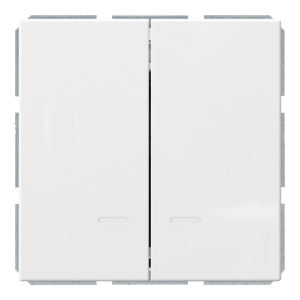 Выключатель 2-клавишный 10A с LED-подсветкой с клавишами - FD (белый глянцевый)