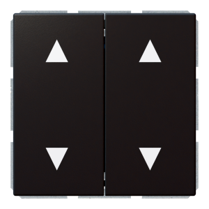 Кнопка 2-клавишная 10A в нейтральном положении, для штор с клавишей - FD (черный матовый - soft touch)