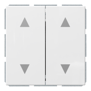 Кнопка 2-клавишная 10A в нейтральном положении, для штор с клавишей - FD (белый глянцевый)